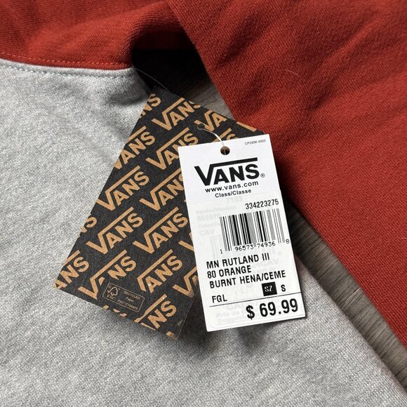 *NEW Vans Men's Rutland III Sweatshirt - Grey/Burnt Red - Picture 6 of 8